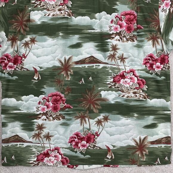 Vtg Quicksilver Hawaiian Loop Camp Shirt Med 90s Resort Tribal Palm Trees Art - Picture 7 of 13